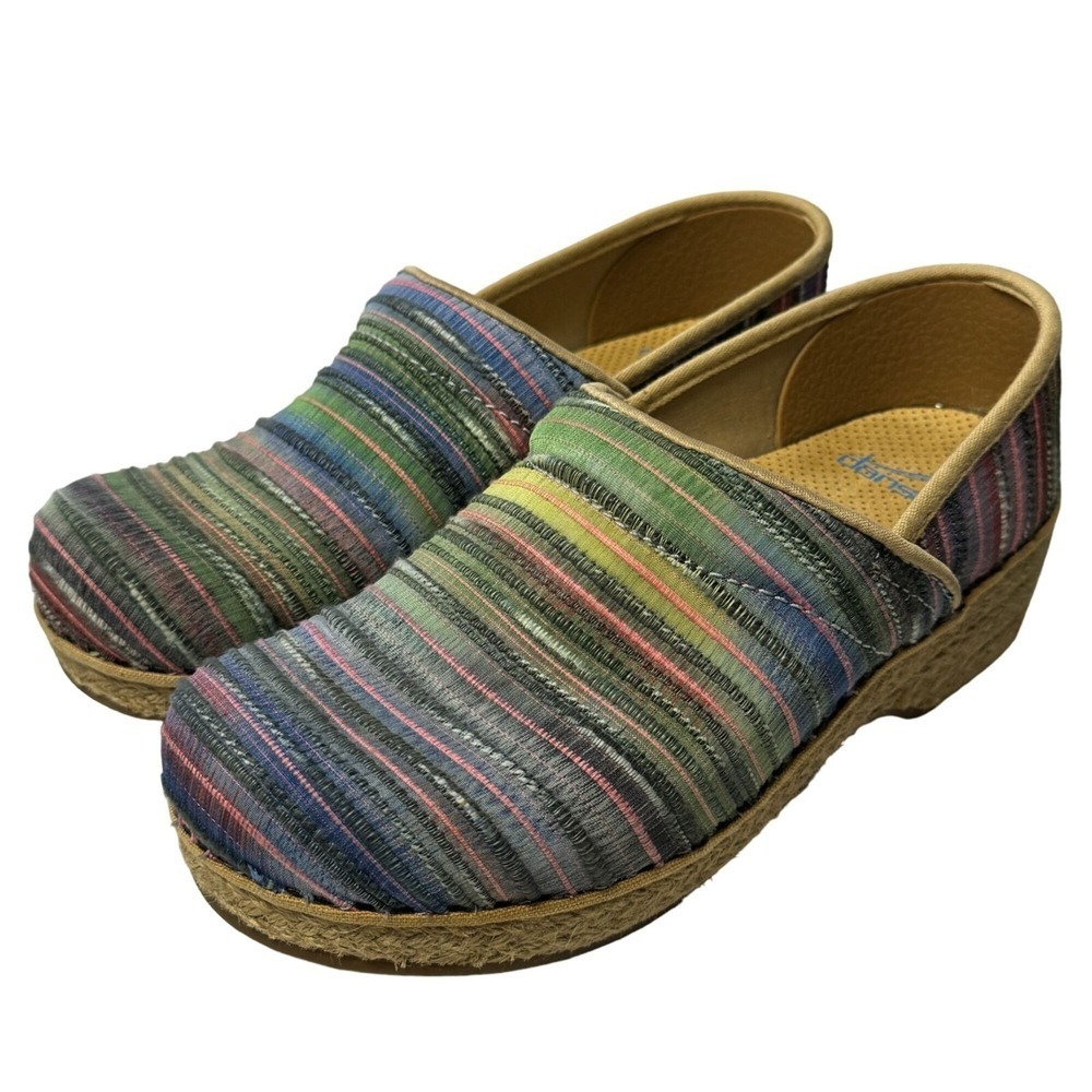 Dansko Jute Pro Clog Womens EU 37 US 6.5-7 Rainbow Multicolor Artisan Weave Shoe